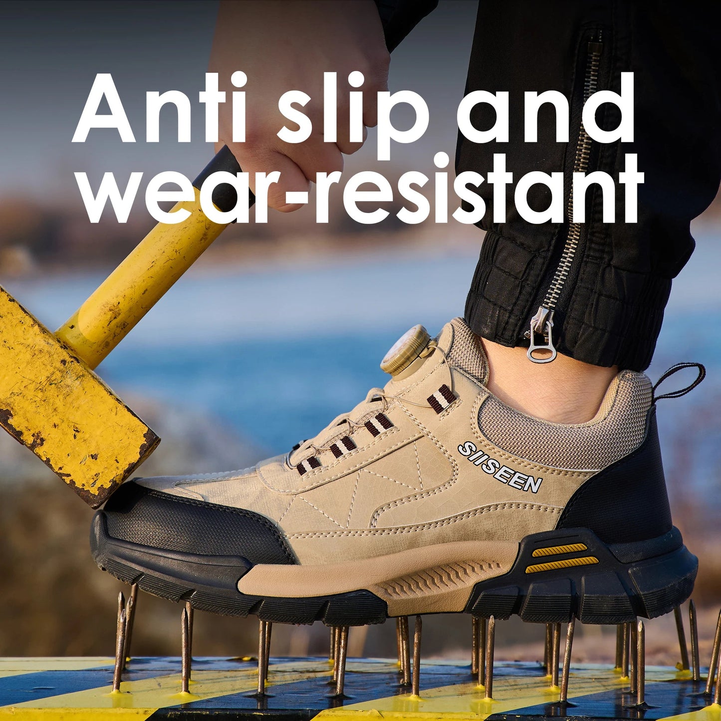 Rubber Sole Anti-slip Lightweight Quick Lacing Sneaker Men Work Women Specifications Safety Shoes for Engineers Shield Tread