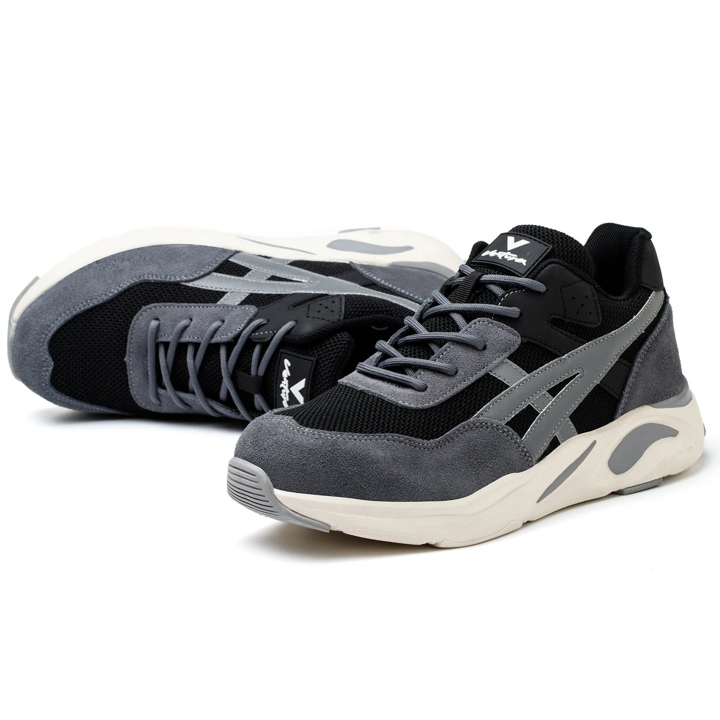 High Quality Suede Leather Mesh Sport Safety Shoes with Steel Toe Anti-Slip Rubber PU Sole Safe Color Block-for Summer Winter Shield Tread
