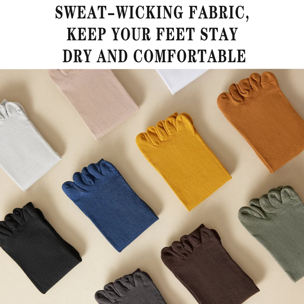 Hot Sale Men's Cotton Toe Socks Moisture-Wicking Odor Control Seamless Toe Design Long Crew Socks for Sports Daily Wear Shield Tread
