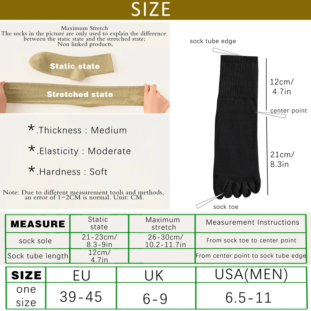 Hot Sale Men's Cotton Toe Socks Moisture-Wicking Odor Control Seamless Toe Design Long Crew Socks for Sports Daily Wear Shield Tread