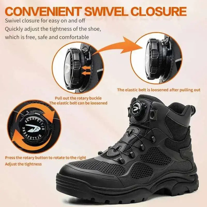 Shield Tread Durable Knob Lacing Boots for Safety 14:193#Black;200000124:100010482