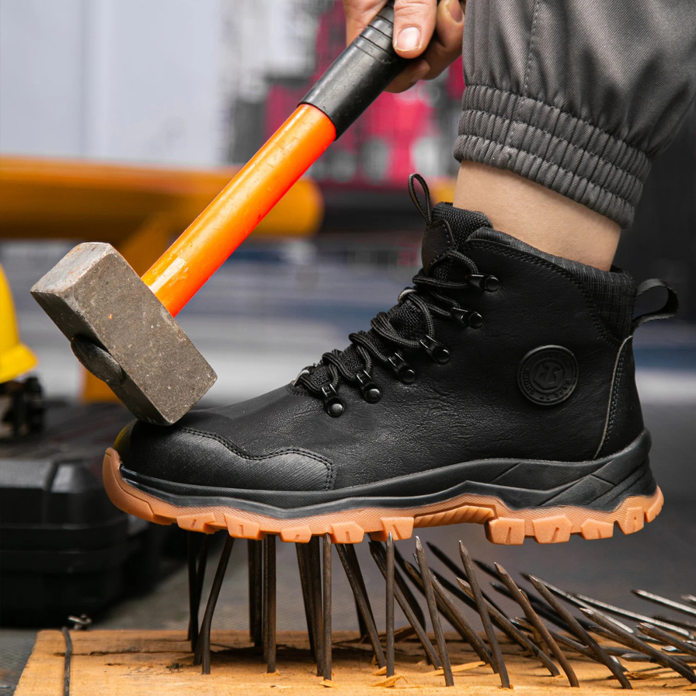 ShieldTread | Men’s Steel Toe Work Boots – Waterproof, Slip-Resistant, Shock Absorption Safety Boots Shield Tread