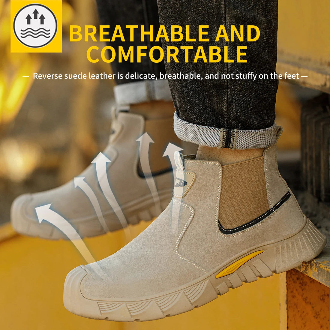 Anti-Smashing Women's Steel Toe Safety Shoes Low Cut Chelsea Design Blue Leather for Winter Welding Dropshipping Available for Shield Tread