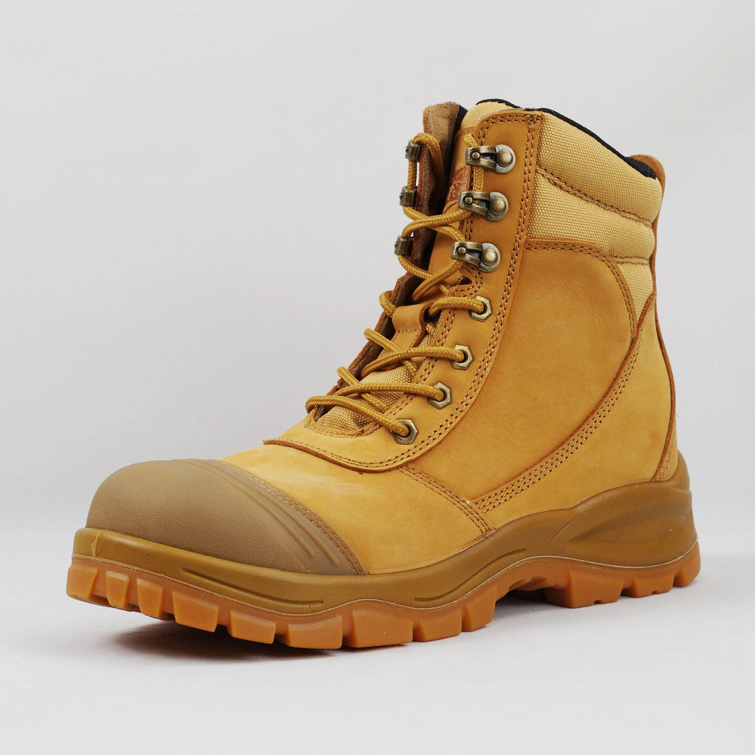 Sole Acid Oil Resistant Rubber Head Cow Leather Anti Slip Construction Mid Cut Waterproof Dual Density PU Safety Boots Shield Tread