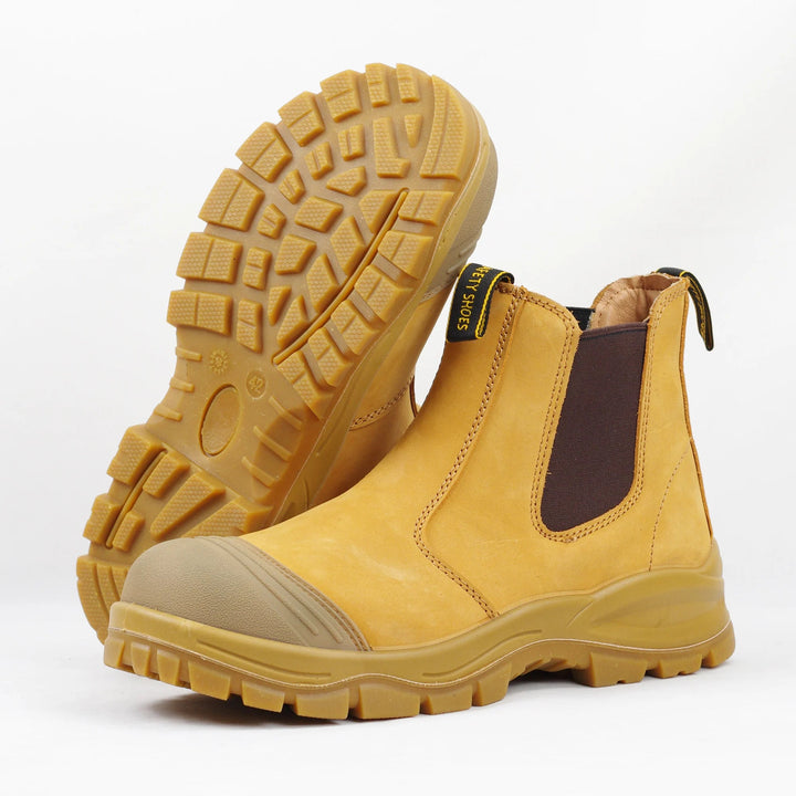Waterproof Cow Leather Anti slip Construction Mid Cut Chelsea Cowhide PU+rubber Sole Alkali Acid Oil Resistant Safety Shoes Shield Tread