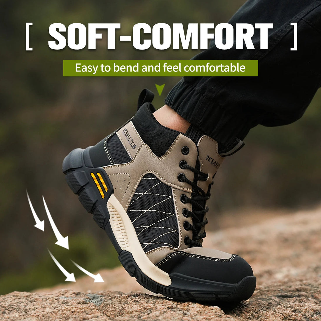 Super Lightweight Breathable Armored Suede Hard Men Plastic Steel Toe Work Women Specifications Safety Shoes for Engineers Shield Tread