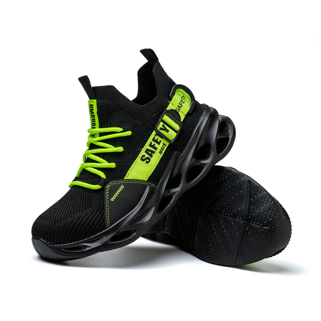 Men's Black Mesh Breathable Steel Toe Work Safety Shoes Light Weight Anti-Smashing Non-Slip Casual Office for Winter Factory Use Shield Tread