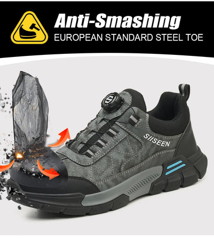 Rubber Sole Anti-slip Lightweight Quick Lacing Sneaker Men Work Women Specifications Safety Shoes for Engineers Shield Tread