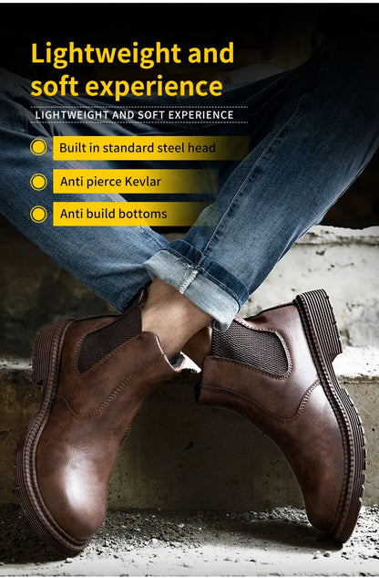 Waterproof Chelsea Steel Toe Work Boots: Leather, Durable Shield Tread