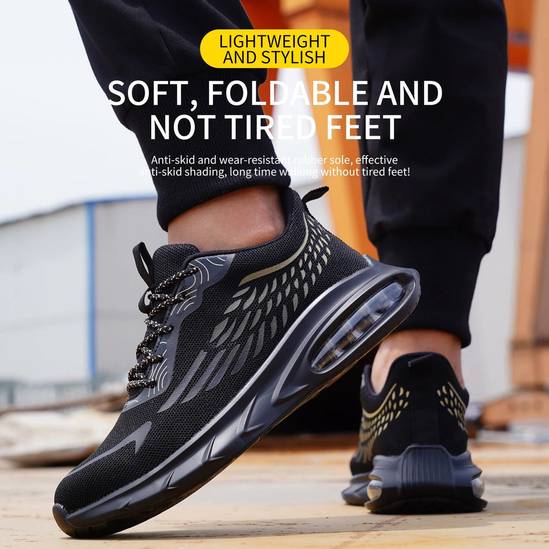 New Style Lightweight Suede Leather Mesh Sport Safety Shoes Steel Toe Anti-Slip Rubber PU Sole Fashionable Summer Sports Shoes Shield Tread