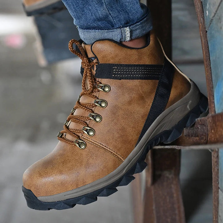 Good Quality Anti Puncture Outdoor Men Microfiber Leather Waterproof Leather Steel Toe Safety Shoes for Man Shield Tread