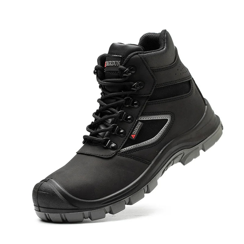 ZP Waterproof Leather Dual Density PU Sole Industrial Boots Breathable Black Men Steel Toe Price Fashion Saftey Safety Shoes Shield Tread