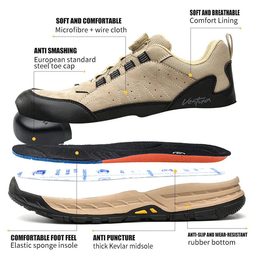 Rubber Sole Lightweight Breathable Armored Suede Hard Outdoor Men Plastic Steel Toe Work Women Specifications Safety Shoes Shield Tread