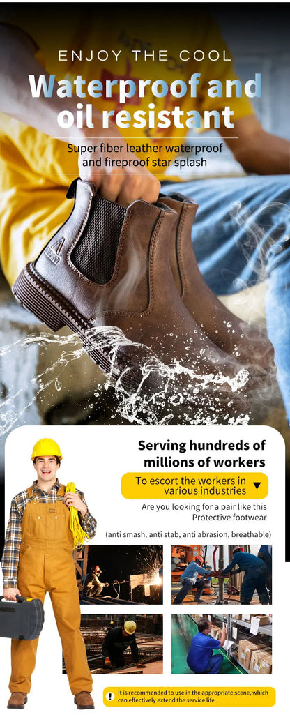 Waterproof Chelsea Steel Toe Work Boots: Leather, Durable Shield Tread