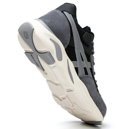 High Quality Suede Leather Mesh Sport Safety Shoes with Steel Toe Anti-Slip Rubber PU Sole Safe Color Block-for Summer Winter Shield Tread
