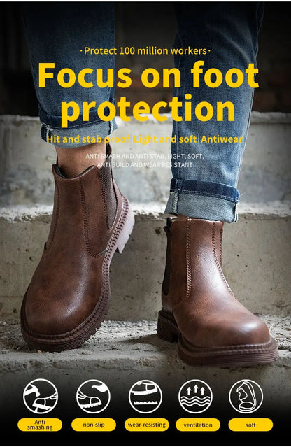 Waterproof Chelsea Steel Toe Work Boots: Leather, Durable Shield Tread