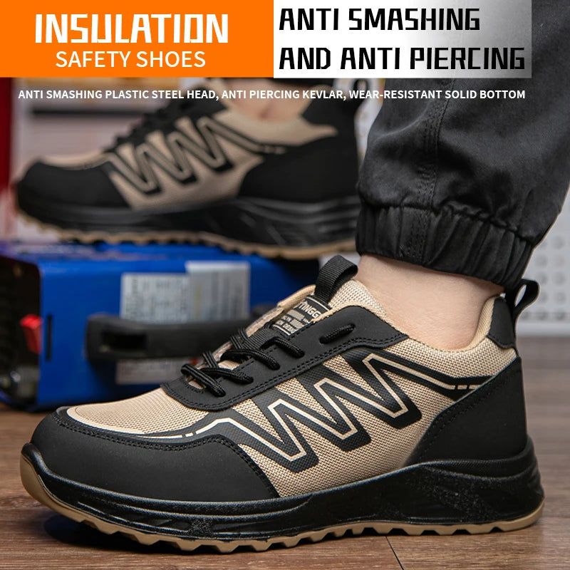 Dropship Composite Toe Wear Resistant Dual Density PU Sole Comfortable Mesh Upper Metal Long Men Casual Custom Logo Safety Shoes Shield Tread