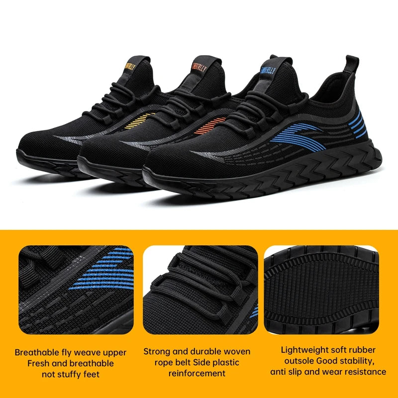 Women's Lightweight Breathable Mesh Upper Sports Safety Shoes Anti-Slip Steel Toe Low Cut Winter Construction Features Summer Shield Tread