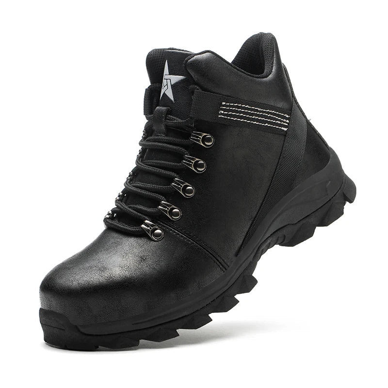 Good Quality Anti Puncture Outdoor Men Microfiber Leather Waterproof Leather Steel Toe Safety Shoes for Man Shield Tread