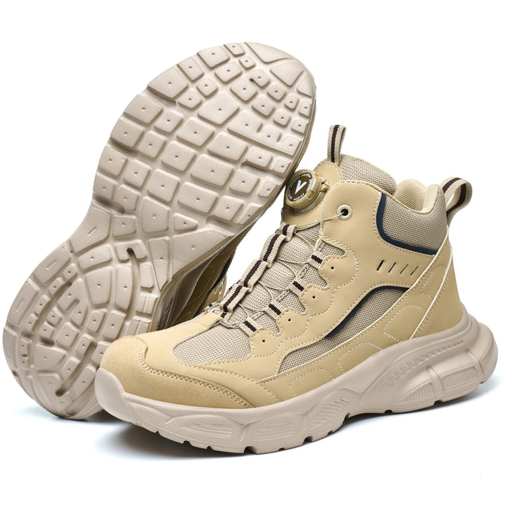 New Arrivals Beige PU Sole Sport Safety Shoes Light Weight Steel Toe Comfortable Breathable for Summer Autumn Work Fashionable Shield Tread