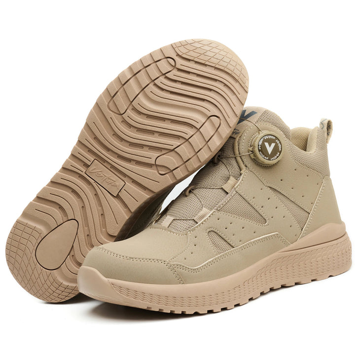 Stock Anti-Slip Quick Lacing Steel Toe Leather Safety Shoes Breathable Impact Resistance Anti-Blocking Winter Factory Shield Tread