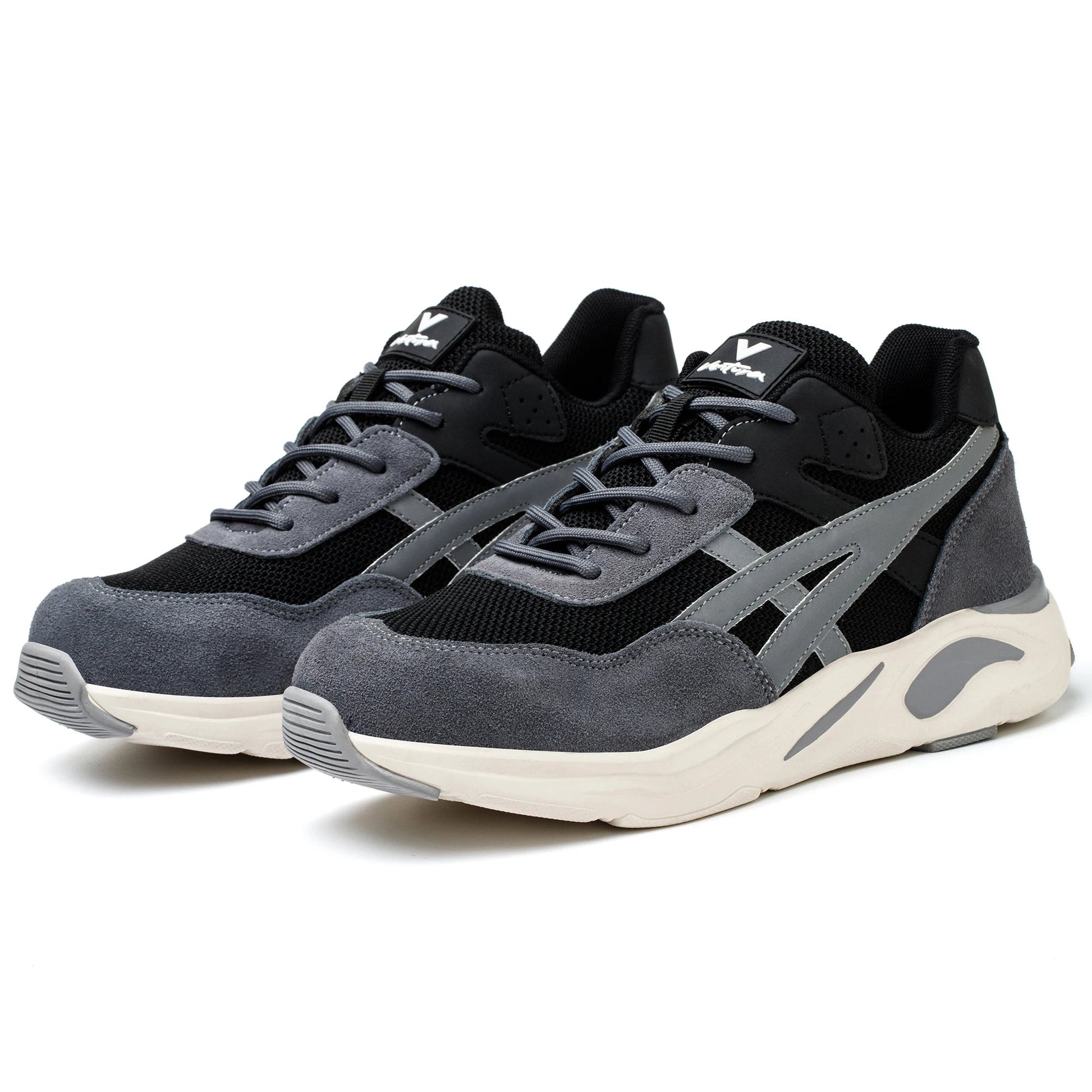 High Quality Suede Leather Mesh Sport Safety Shoes with Steel Toe Anti-Slip Rubber PU Sole Safe Color Block-for Summer Winter Shield Tread