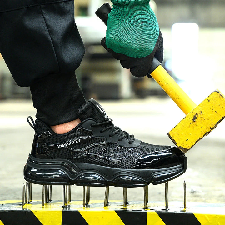 Unisex Anti-Slip Lightweight Construction Work Safety Shoes with Steel Toe and Air-Cushioned Sole for Autumn and Winter Shield Tread