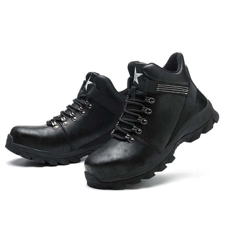 Good Quality Anti Puncture Outdoor Men Microfiber Leather Waterproof Leather Steel Toe Safety Shoes for Man Shield Tread