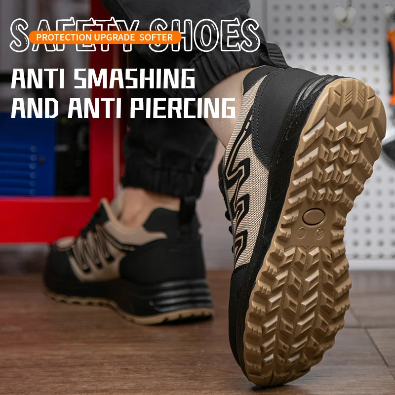 Dropship Composite Toe Wear Resistant Dual Density PU Sole Comfortable Mesh Upper Metal Long Men Casual Custom Logo Safety Shoes Shield Tread