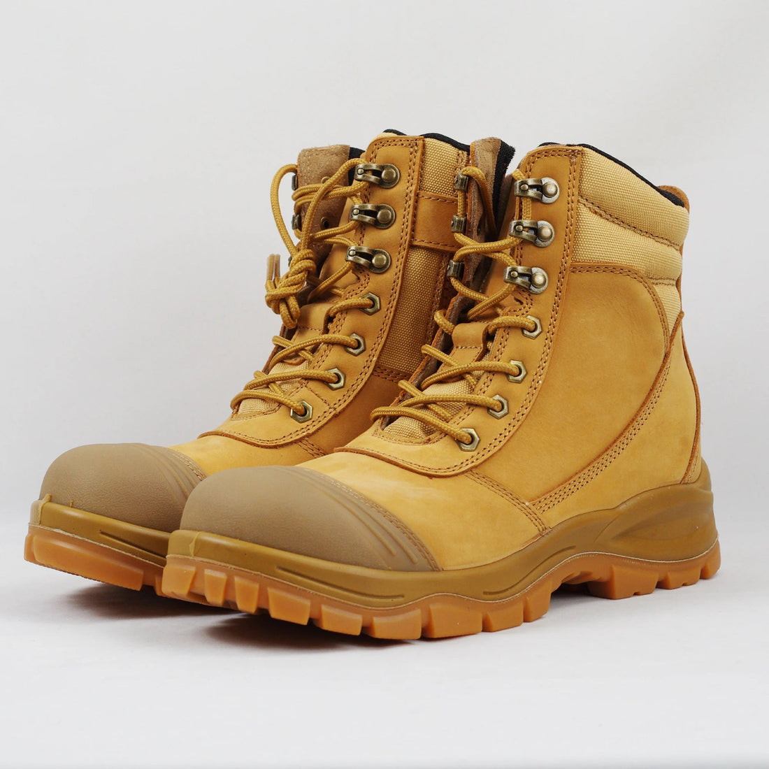 Sole Acid Oil Resistant Rubber Head Cow Leather Anti Slip Construction Mid Cut Waterproof Dual Density PU Safety Boots Shield Tread