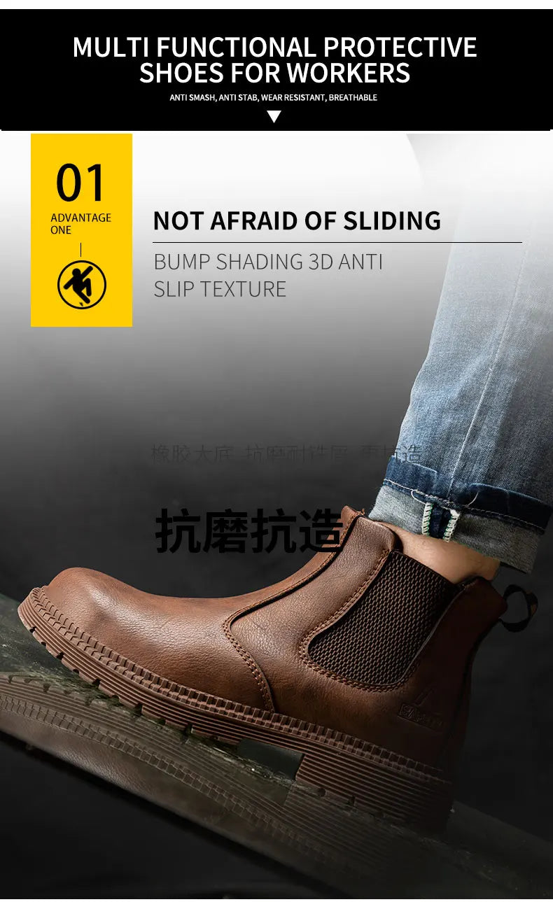 Waterproof Chelsea Steel Toe Work Boots: Leather, Durable Shield Tread