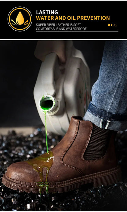 Waterproof Chelsea Steel Toe Work Boots: Leather, Durable Shield Tread