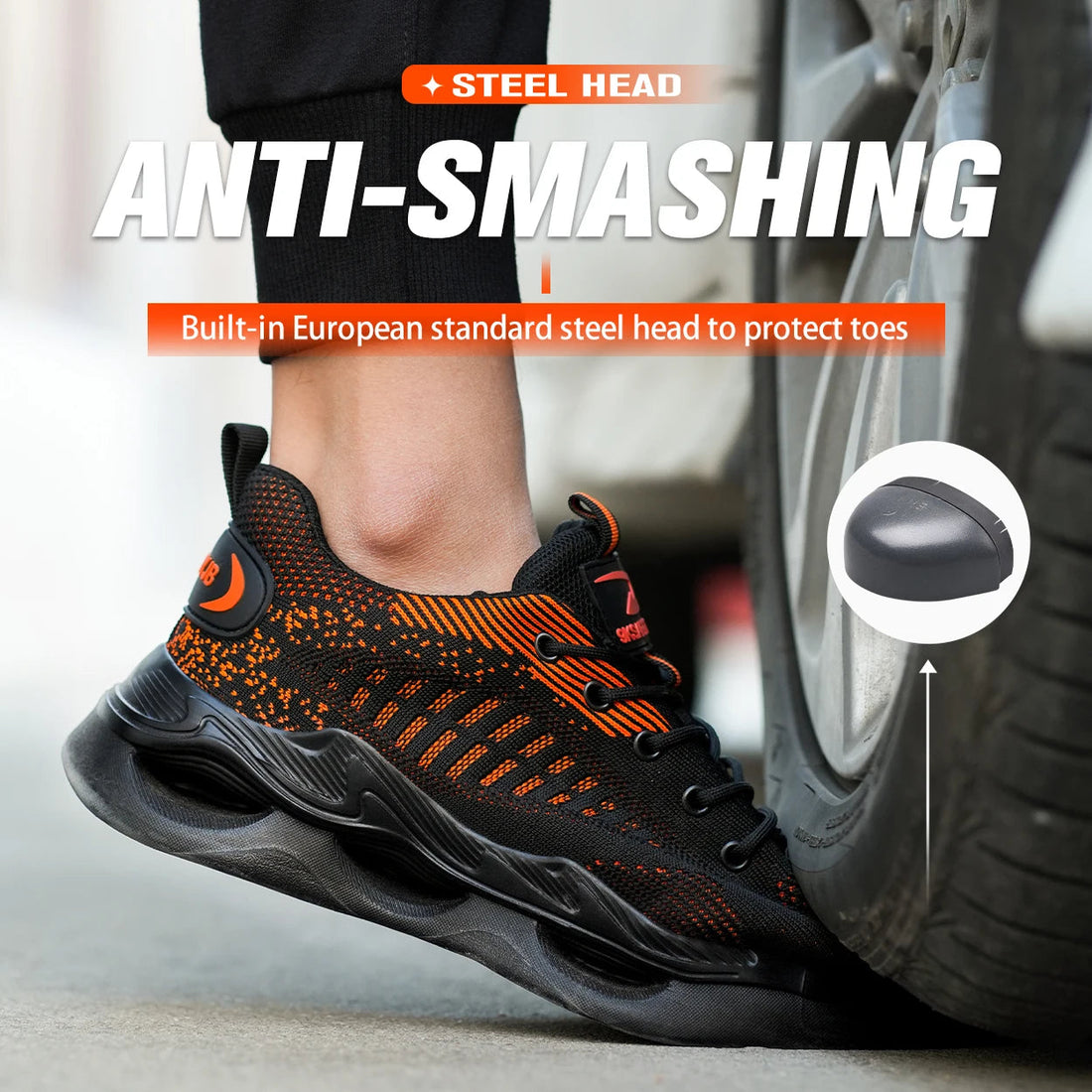 Good Quality Anti-Puncture Breathable Mesh Upper Lightweight PU Sole Safety Shoes for Men Shock Resistance Summer Winter Hiking Shield Tread