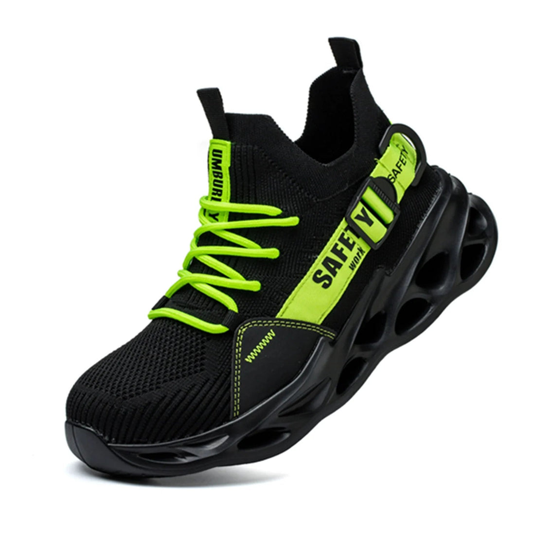 Men's Black Mesh Breathable Steel Toe Work Safety Shoes Light Weight Anti-Smashing Non-Slip Casual Office for Winter Factory Use Shield Tread