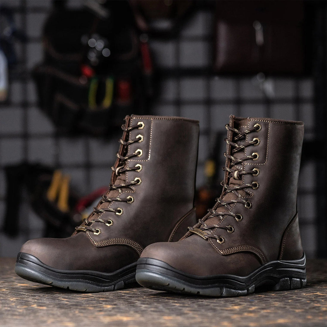 Custom Crazy Horse Leather Safety Boots EN20345 S3 Steel Toe Long Lasting for Mining Oil Field Worker in Summer Autumn Season Shield Tread