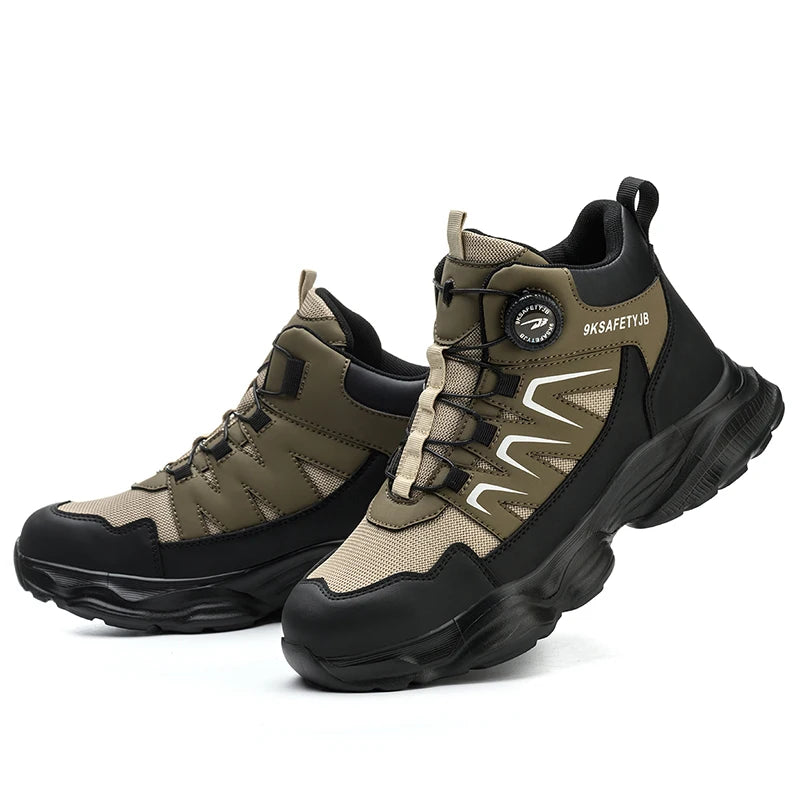 Anti Puncture Latest Ergonomic Nail Proof Quickly Lace Knob Shoelaces Mesh Lining Stelltoe Safety Shoes for Man Good Quality Shield Tread