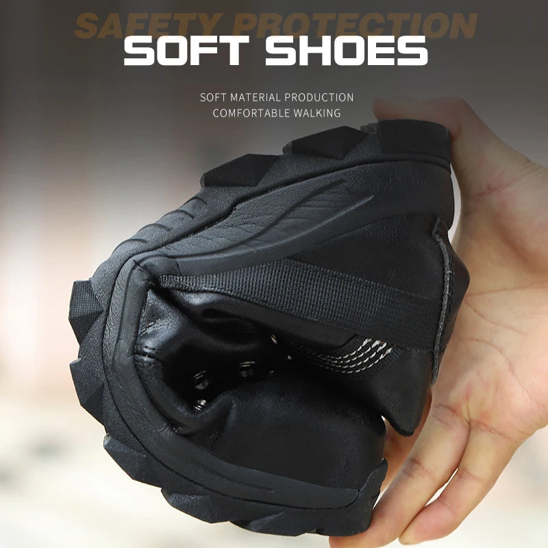 Good Quality Anti Puncture Outdoor Men Microfiber Leather Waterproof Leather Steel Toe Safety Shoes for Man Shield Tread