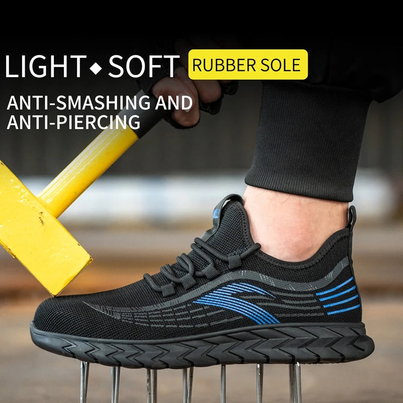 Women's Lightweight Breathable Mesh Upper Sports Safety Shoes Anti-Slip Steel Toe Low Cut Winter Construction Features Summer Shield Tread