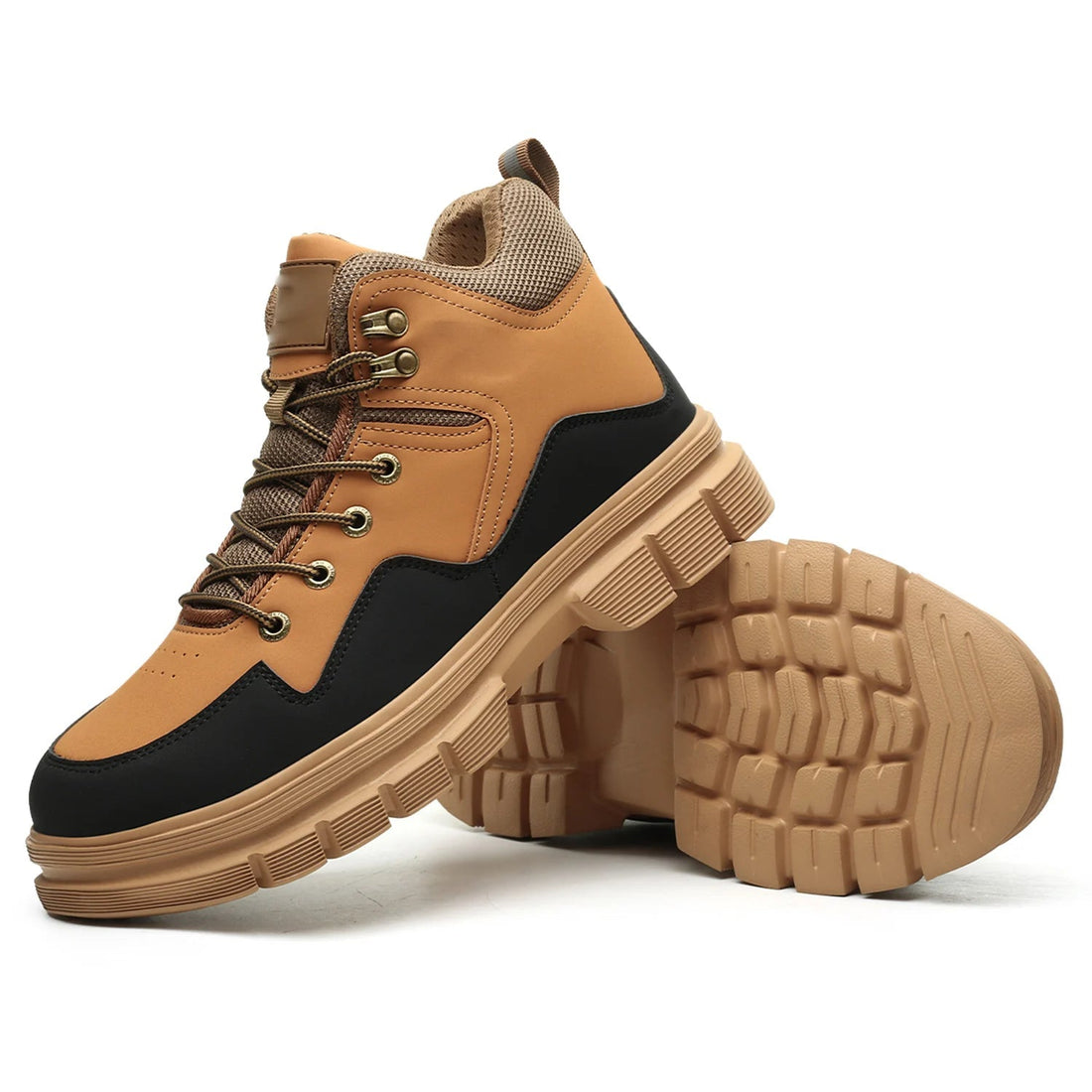 ShieldTread Men’s Mid-Cut Safety Boots – Steel Toe, Kevlar Puncture-Proof, Lightweight Outdoor Work Shoes Shield Tread
