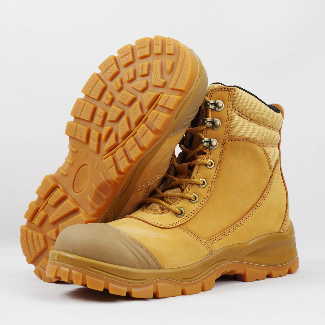 Sole Acid Oil Resistant Rubber Head Cow Leather Anti Slip Construction Mid Cut Waterproof Dual Density PU Safety Boots Shield Tread