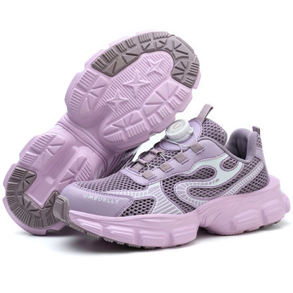 Purple Anti-Smashing Steel Toe Work Safety Shoes Lightweight Non-Slip for Ladies Low Cut for Office & Factory Workers Shield Tread