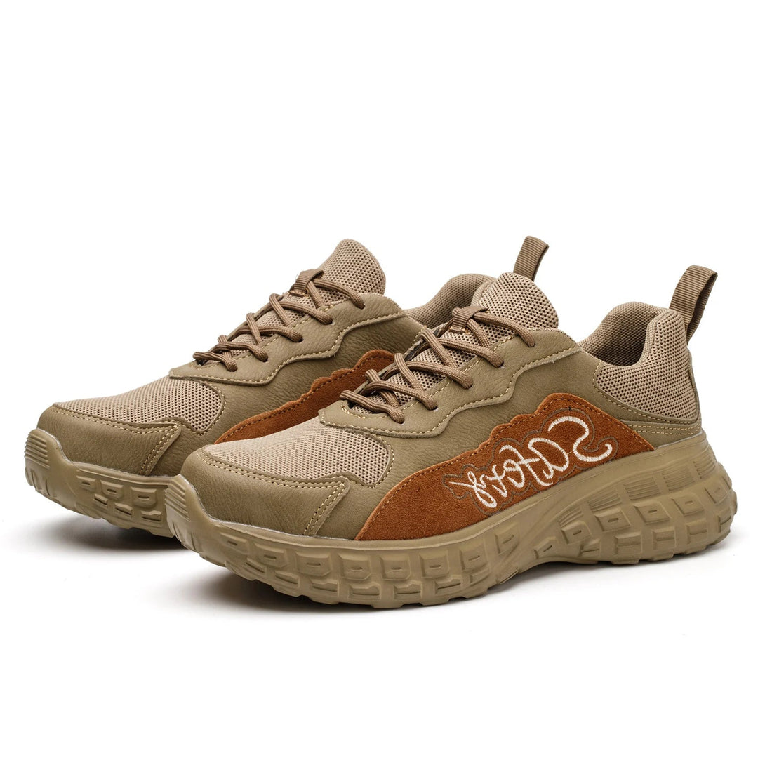 Men's Brown Anti-Smashing Mesh Work Safety Shoes Light-Weight Breathable Non-Slip Steel Toe for Summer Winter Spring Direct Shield Tread