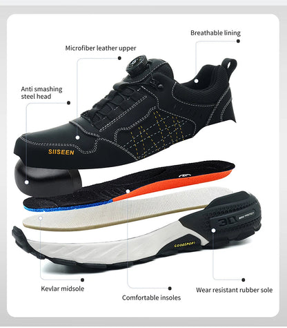 Fashion Style Lightweight Rubber Sole Steel Toe Comfortable Mesh Upper Metal Long Men Casual Custom Logo Safety Shoes Shield Tread