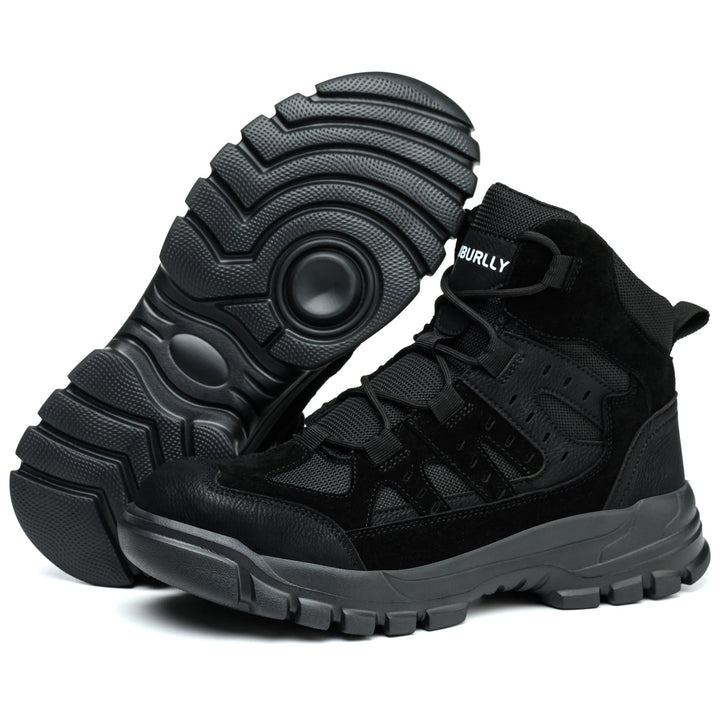 Black Mesh Steel Toe Breathable PU Sole Anti-Blocking Anti-Smashing Impact Resistance Stock Suede Leather Safety Winter Factory Shield Tread