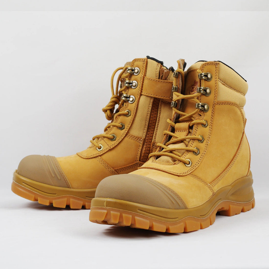 Sole Acid Oil Resistant Rubber Head Cow Leather Anti Slip Construction Mid Cut Waterproof Dual Density PU Safety Boots Shield Tread