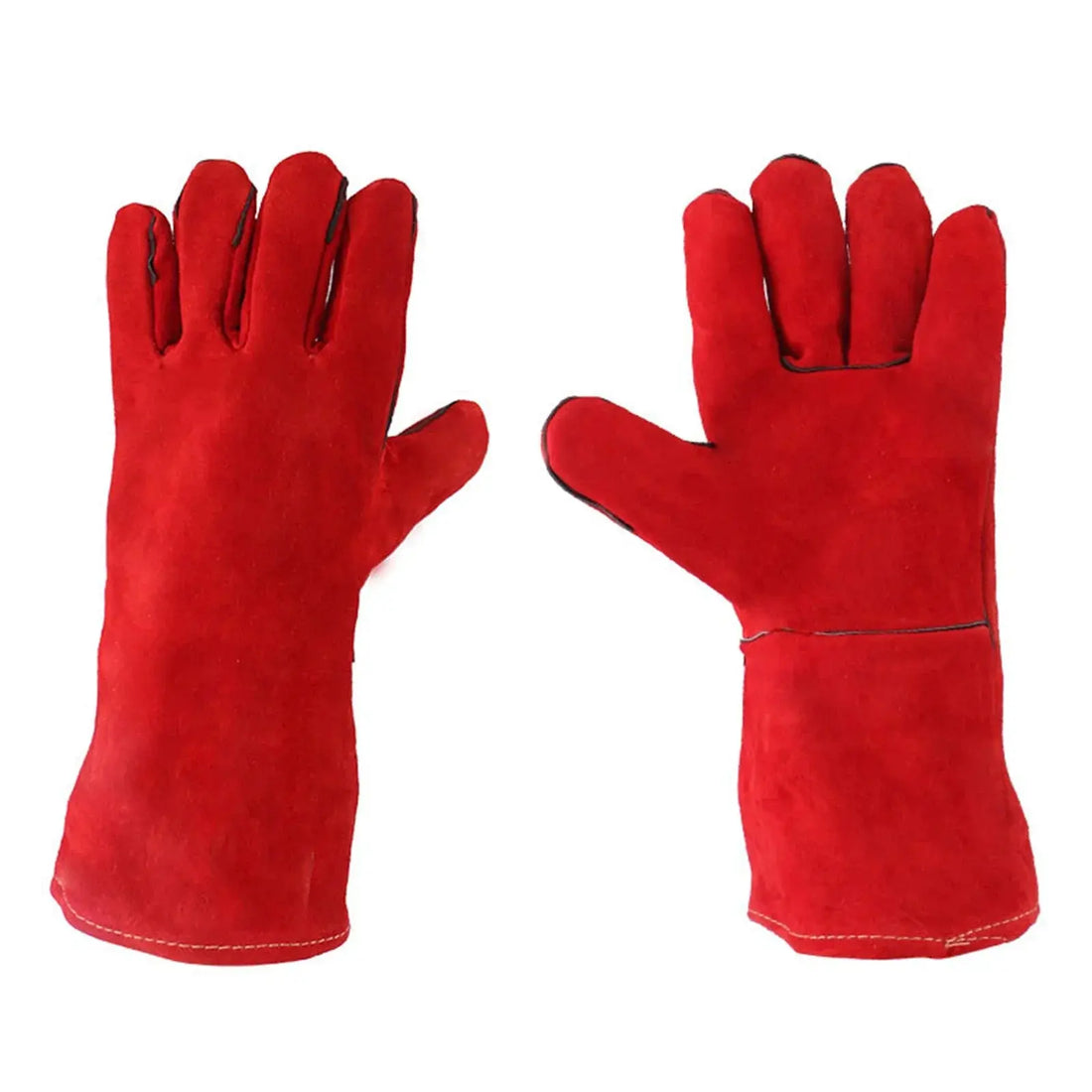 Leather Welding Gloves – Heat Resistant & Fireproof Gauntlets 14:10#Red