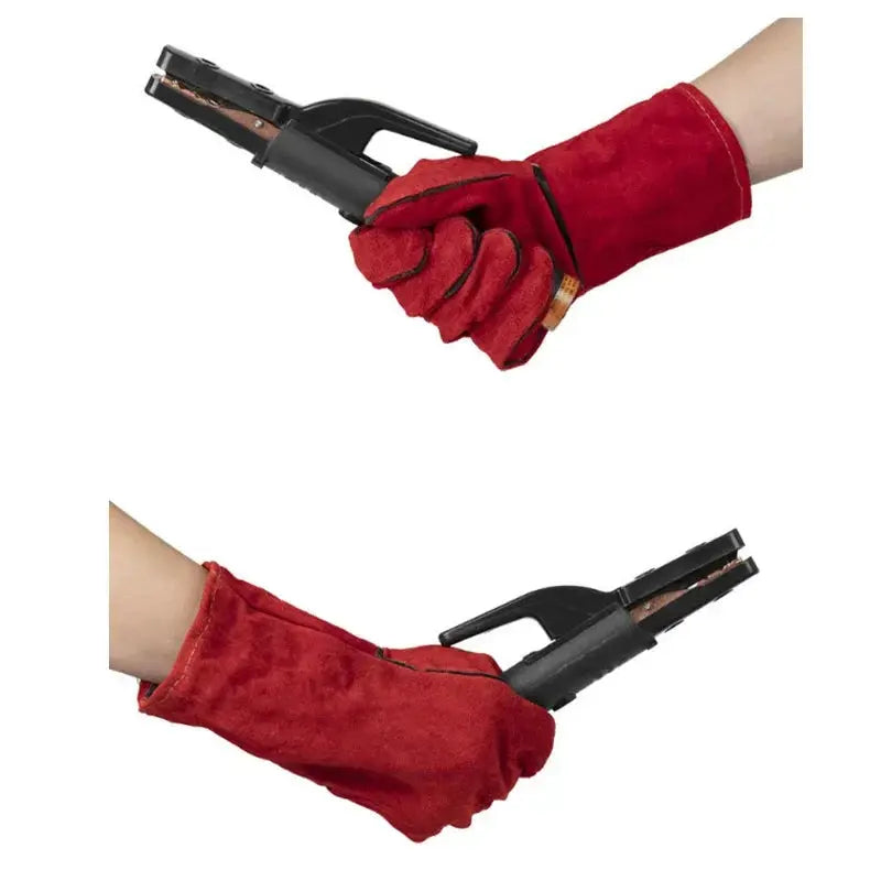 Leather Welding Gloves – Heat Resistant & Fireproof Gauntlets 14:10#Red