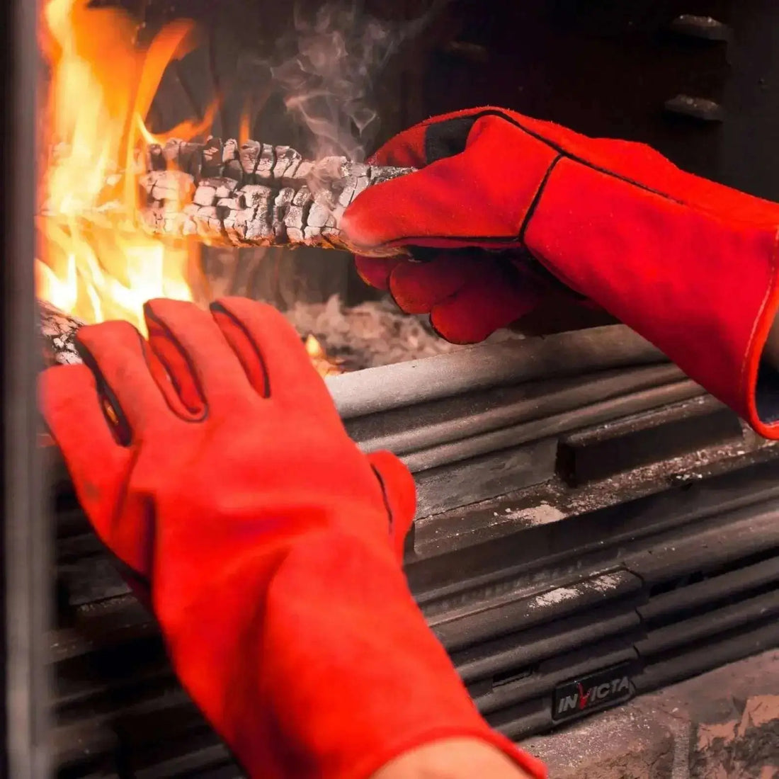 Leather Welding Gloves – Heat Resistant & Fireproof Gauntlets 14:10#Red