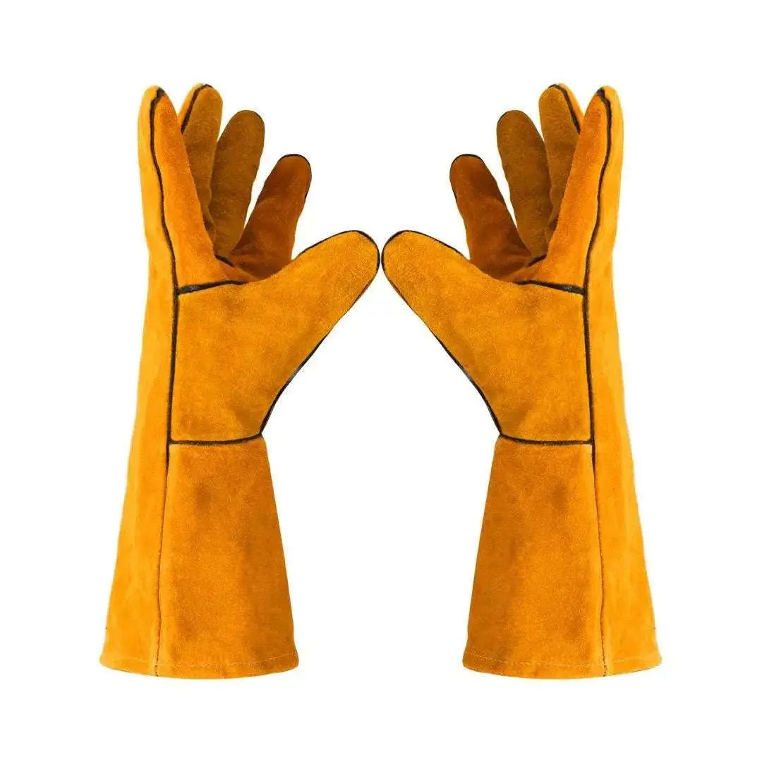 Leather Welding Gloves – Heat Resistant & Fireproof Gauntlets 14:175#Yellow