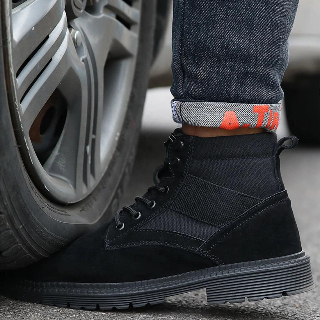 2025 New Design Men's Super Lightweight Waterproof Suede Leather Mesh Steel Toe Work Safety Boots for Factory Use for Summer Shield Tread